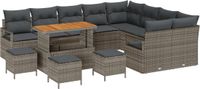 vidaXL Tuinbank Set 13-delig Grijs Polyrattan