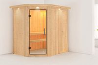 Karibu Saja Sauna met dakrand helder glas deur