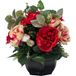 Vasque de fleurs artificielles pour le cimetière H 29 cm D 27 cm rouge
