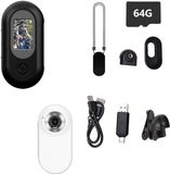 Caméras d'action sans marque - Bodycam - Enregistreur - Mini-caméra d'action - Caméra d'occasion - Caméra pouce - Caméra PSP 1080p - Rotatif à 360° - Caméra magnétique - Rechargeable par USB - Accessoires inclus et Micro SD 64 Go - Noir
