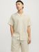 JACK & JONES Joreaster Palma Seersucker Shirt SS Heren L Korte Mouw Polyester/Katoen Fields Of Rye Lente/Zomer 2024
