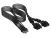 CORSAIR PCIe kabel met afzonderlijke ommanteling 12 V-2 x 6 naar 2 x 8 pennen (scheiding 6 + 2) Elite Premium - 650 mm, kabelkammen met laag profiel, drielaags paracord mesh, tweekleurige stekker