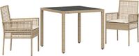 vidaXL Tuin Eettafel Set 3-delig Beige Poly Rattan