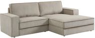 sweeek - Canapé d'angle droit en velours côtelé 3 places - beige
