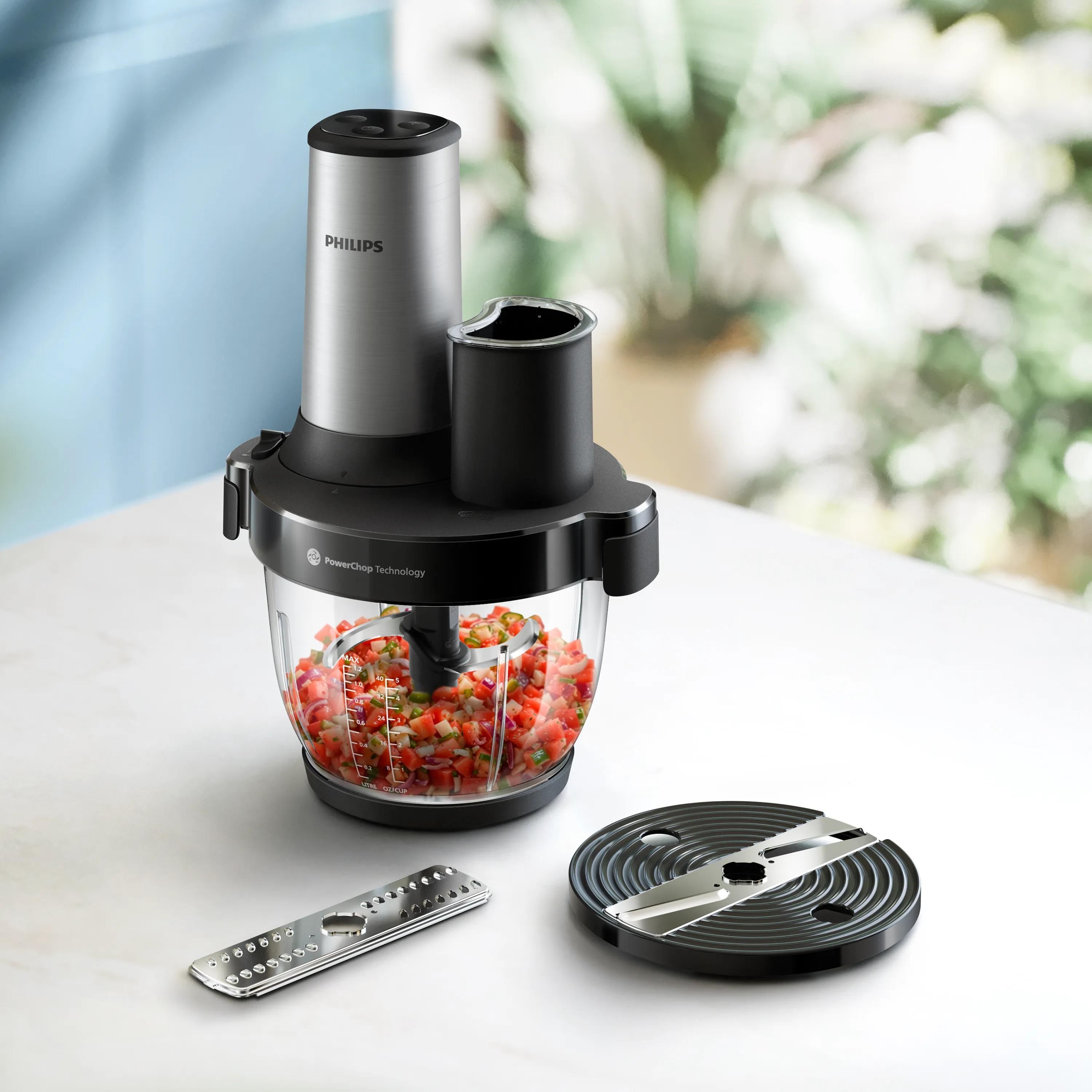 Philips 5000 series HR1504/00 Electric Food Chopper 1.2L Black, Stainless Steel