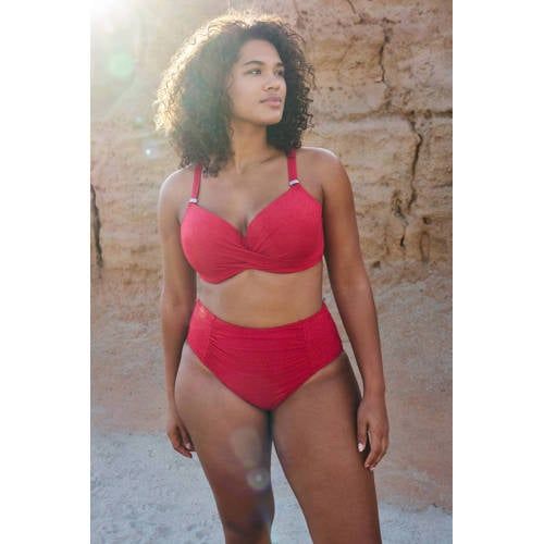 BEACHWAVE Curve voorgevormde beugel bikinitop met lurex en textuur rood