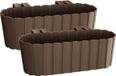 Prosperplast Set van 3x balkon plantenbakken met haken bruin 38 cm - Kunststof