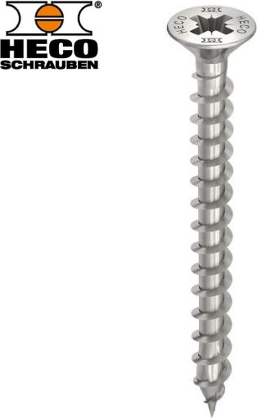 HECO TOPIX-plus schroeven - platkop RVS A2 - 5x30 mm - PZ2 - voldraad - 200 st