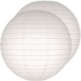 Merkloos 2x Luxe bol lampionnen wit 25 cm