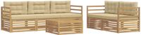 vidaXL - Bank loungeset - 5 zitplekken - Wit en Beige - Acacia hout
