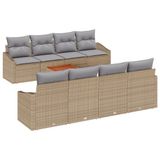 vidaXL Tuinbank - Set - 9 - st - Beige - en - Lichtgrijs - poly - rattan