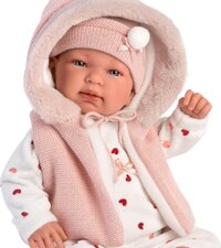 llorens soft body babypop met geluid roze kleding en speen 44 cm