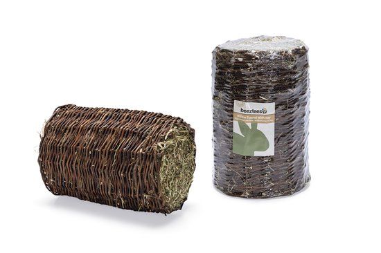 Beeztees Wilgentunnel met Hooi - Knaagdierensnack - M - 25x16 cm