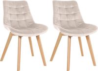 CLP Brook Set van 2 eetkamerstoelen - Hout frame - Fluweel - Velvet - creme