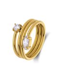 Lucardi Dames Stainless steel ring met zirkonia voor dames - Ring - Staal - Goudkleurig - 17 / 53 mm