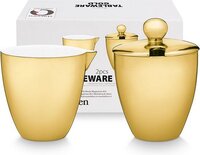 vtwonen Melkkan en Suikerpot - Goud - Porselein - Set van 2