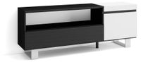 Meuble TV, 150x57x35 cm, suitable for televisions up to 65 inches, industrial design, blanc/noir