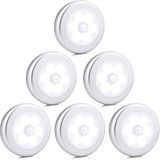 6 Pack Motion Sensor Lights, Draadloze Batterij Aangedreven Automatische Nachtlampje met 3M Zelfklevende Pads die overal blijven plakken of gebruik magneet, Kasten Garderobe Kast Hal Trappen
