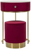 Mauro Ferretti Nachtkastje met kruk Nightstand/dressing Table With Puff Red Vellit Ø 52×70 cm