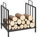 Range Bûches Étagère Porte Bois De Cheminée Charge Max. 15 Kg Dim. 44l X 33l X 46h Cm Métal Époxy Noir