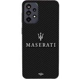 Maniacase Samsung Galaxy A52 5G hoesje Maserati wit met carbon achtergrond