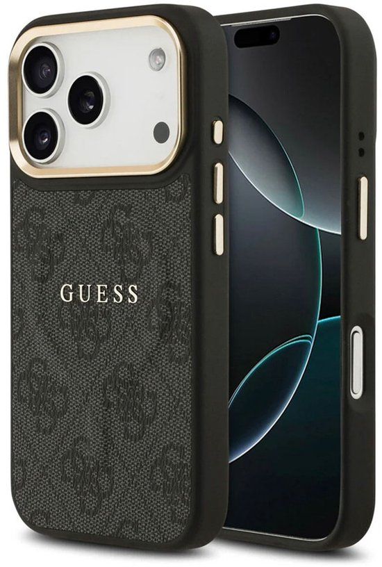 Guess Back Cover - iPhone 17 Pro Max - Zwart - PU Leather - 4G Classic Logo