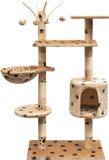 vidaXL Chat poteau griffoir avec poteaux à gratter en sisal 125 cm empreintes de pattes beige