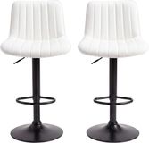 Bayt Barkruk - Verstelbaar 90-110 cm – Draaibare Barstoel met Voetensteun – PU Leer – Set van 2- Wit