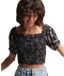 Superdry Vintage Smocked Crop Korte Mouw Top Zwart M Vrouw