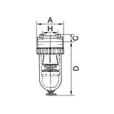 Riegler 650 F/S Filter "Standaard", PC-container, beschermmand, 40 µm, BG 4, G 1 1/4, 1 stuk