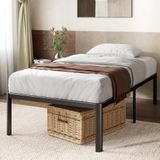 Zinus Van lattenbodem 90 x 190 cm met metalen latten - bedframe voor eenpersoonsbed van robuust staal - hoogte 41 cm voor opslag - eenvoudige montage - zwart