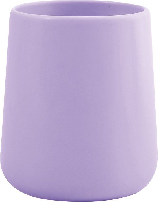 MSV Malmo Drinkbeker/Tandenborstelhouder - Keramiek - Lila Paars - 8 x 10 cm