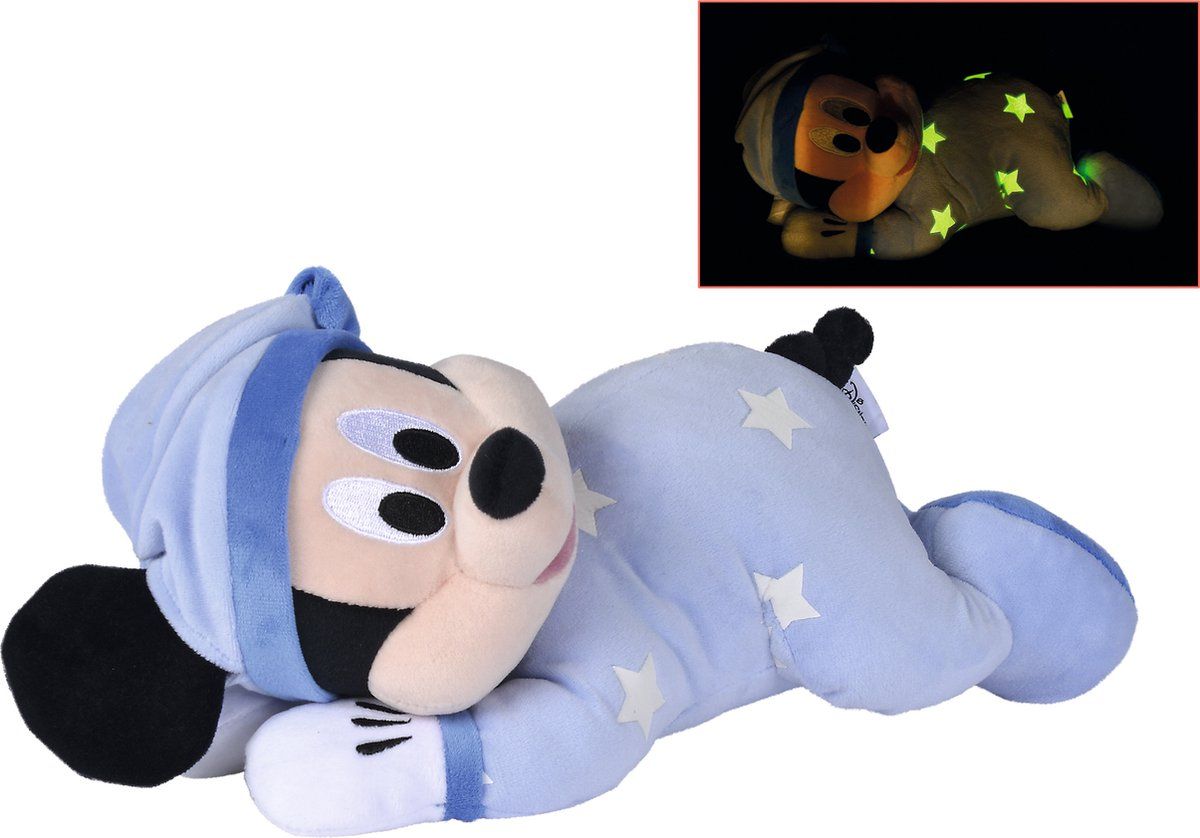 Simba Disney Welterusten Mickey GID Pluche - 30cm - Blauw