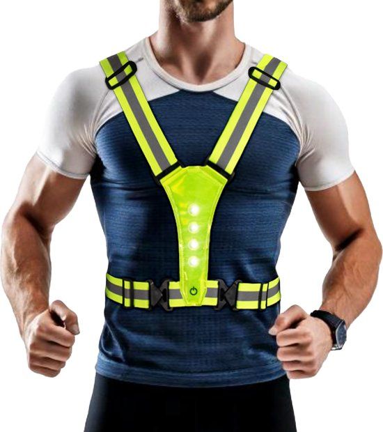 Nightwalk Reflecterend Hardloopvest met verlichting - Geel - One Size