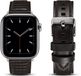 By Qubix - Oil Wax Leren band - Zwart - Geschikt voor Apple Watch 38mm / 40mm / 41mm / 42mm