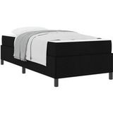 Lit Simple Lit Adulte Lit À Ressorts Avec Matelas Noir 90 X 190 Cm Tissu