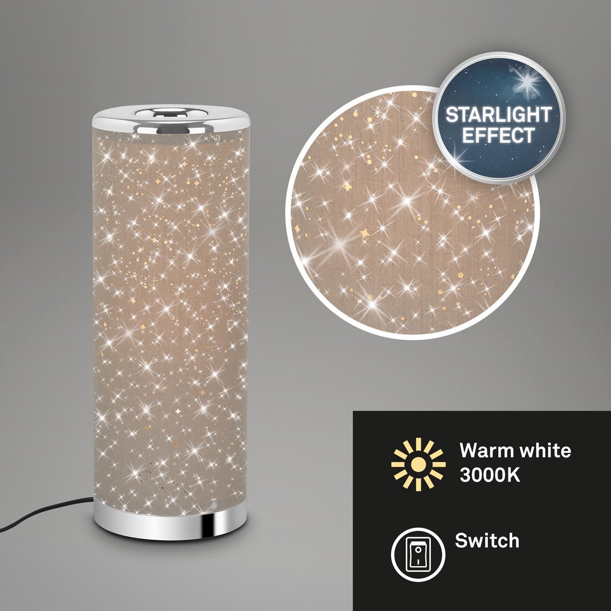 Briloner Leuchten BRILONER - YOTA - LED tafellamp - starlight gloei-effect - incl. snoer schakelaar aan/uit - warm wit 3000K - 5W - 400 lm - IP20 - 25.000 uren - Ø13 x 35,5 cm