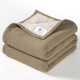 Lulu moon Mousseline babydeken, katoenen dekbed voor peuters, omkeerbaar kinderdekbed voor baby's, jongens en meisjes, 120 x 120 cm (olijf)