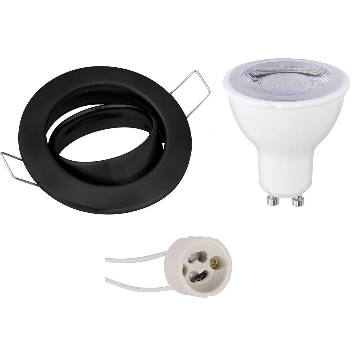 BES LED LED Spot Set - GU10 Fitting - Dimbaar - Inbouw Rond - Mat Zwart - 6W - Warm Wit 3000K - Kantelbaar Ã˜82mm