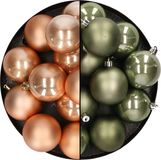 Kaemingk B.V. Boules de Noël en plastique 6 cm - 24 pièces - marron et vert mousse