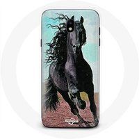 Maniacase Hoesjes voor Samsung Galaxy J7 2017 Zwart Paard van het Friese Ras