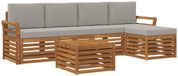 vidaXL Bank loungeset 5 zitplekken Acacia hout Natuurlijk et gris clair Inclusief tafel