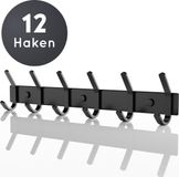 Volcan Wandkapstok - 12 Haken - Zwart RVS