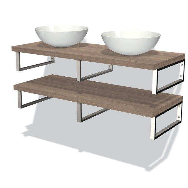 Maxaro Badkamermeubel voor Waskom 120 cm Modulo Plato Middenbruin Eiken 2 Wastafelbladen