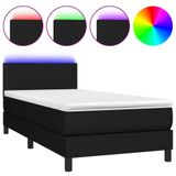 VidaXL Boxspringbed met matras en LED-verlichting, zwart, 100x200 cm, gestoffeerd