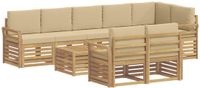 vidaXL Tuinset met 9 zitplaatsen, wit en beige, polyester