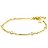 ZINZI zilveren armband extra 14K geel verguld gourmet schakel met witte ronde zirconia's ZIA2263G