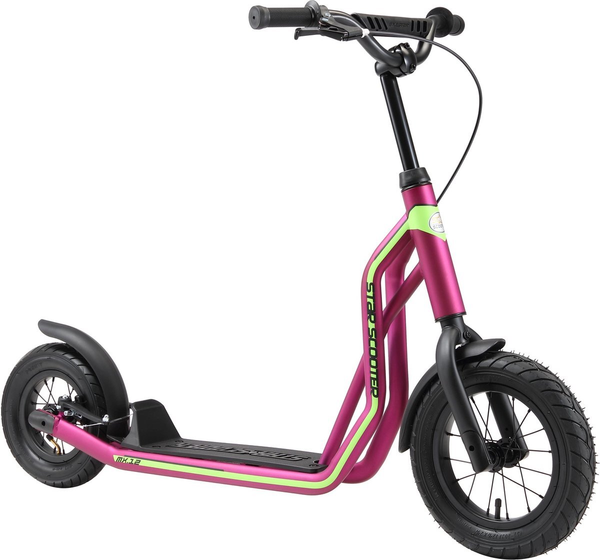 STAR SCOOTER autoped, 12 inch + 10 inch, donkerroze