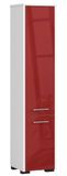 Meuble de salle de bain autoportant : deux portes, blanc brillant/rouge