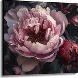 Merkloos / Sans marque Take your time Canvas - Roze Pioenrozen - 100x100 cm Foto op Canvas Schilderij